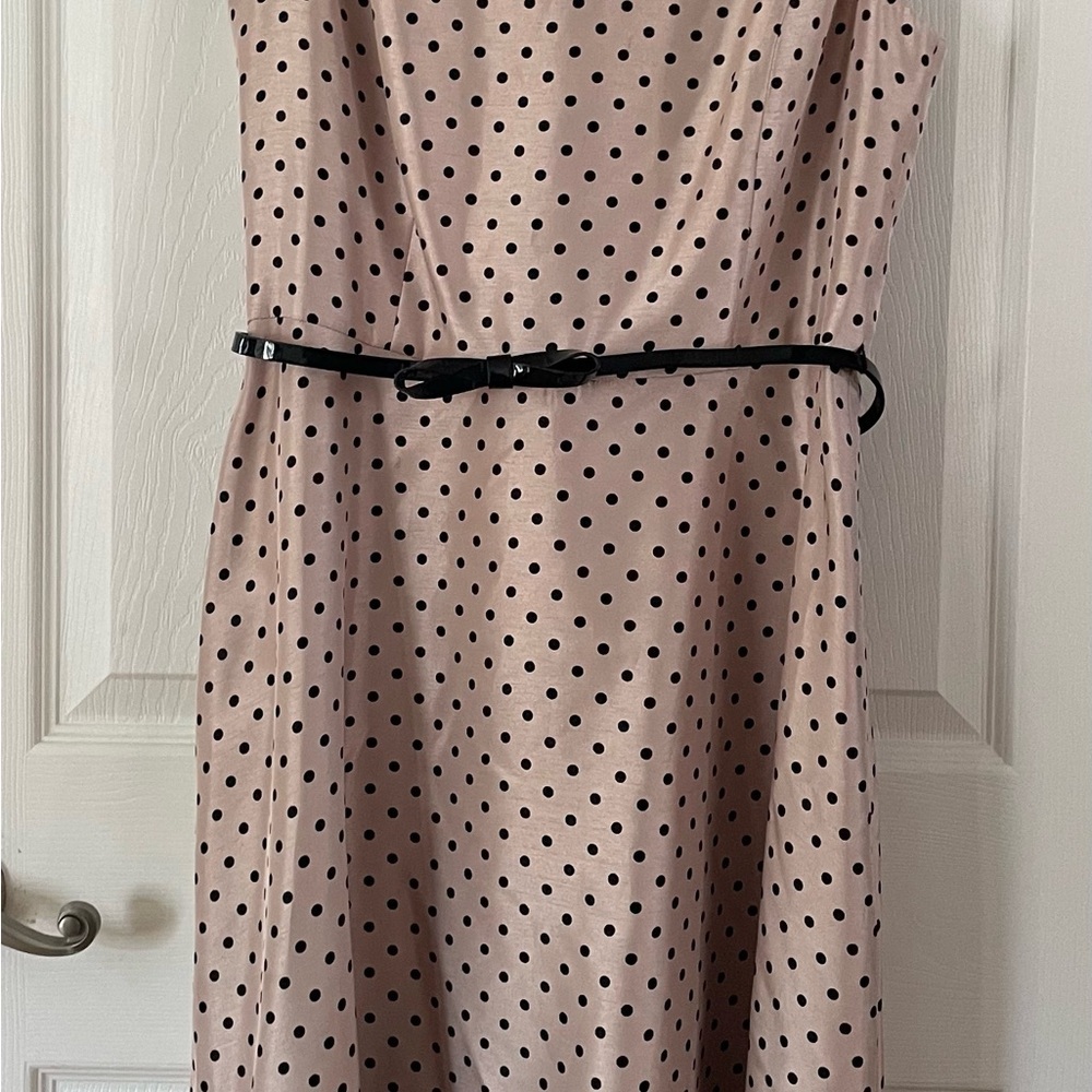 Vintage Kasper Strapless Dress in Cream with Black Polka Dots - Picture 3 of 7